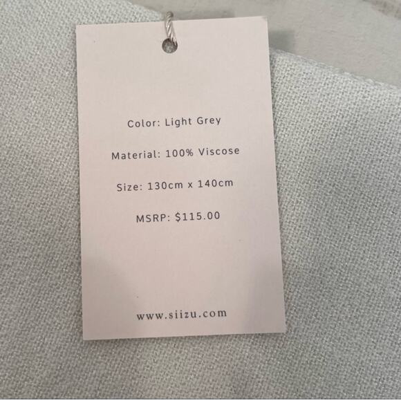 NEW SIIZU Causebox Light Grey Cream Pink Stripe Poncho Scarf Shawl Wrap Sweater - Picture 13 of 13